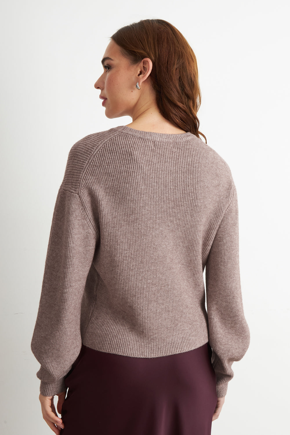 Sweater Jaspeado Cuello Redondo Khaki