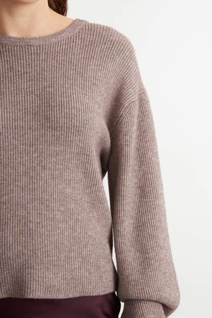 Sweater Jaspeado Cuello Redondo Khaki