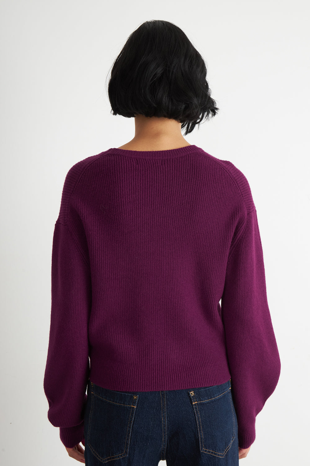 Sweater Jaspeado Cuello Redondo Morado