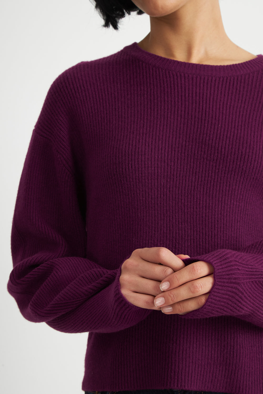 Sweater Jaspeado Cuello Redondo Morado