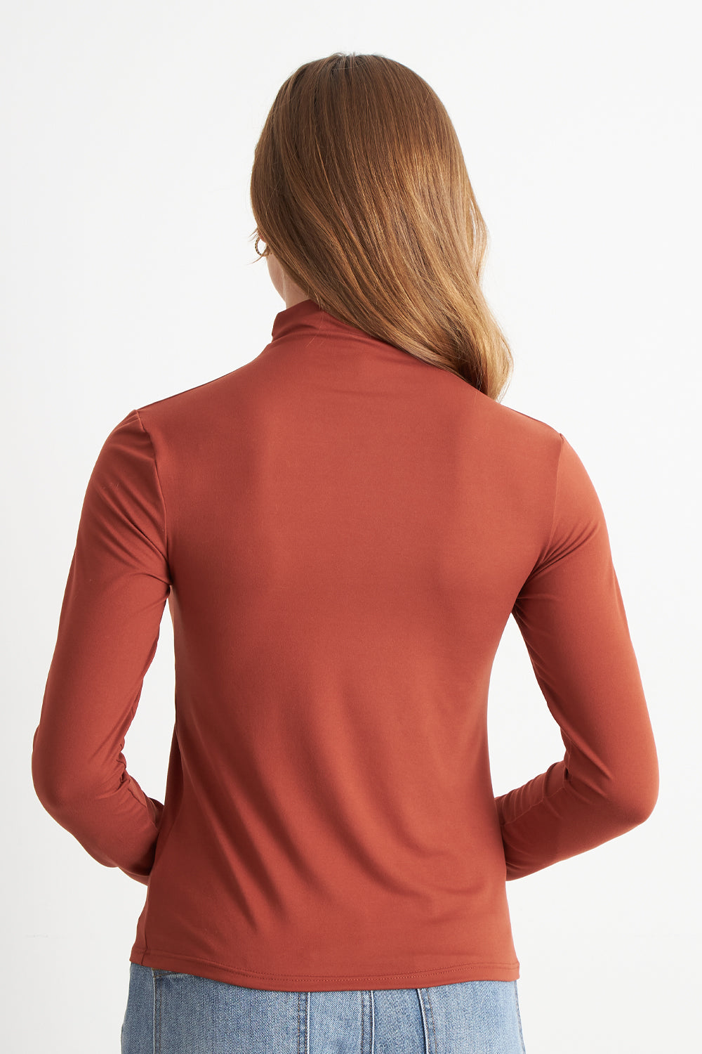 Polera Manga Larga Cuello Alto Óxido