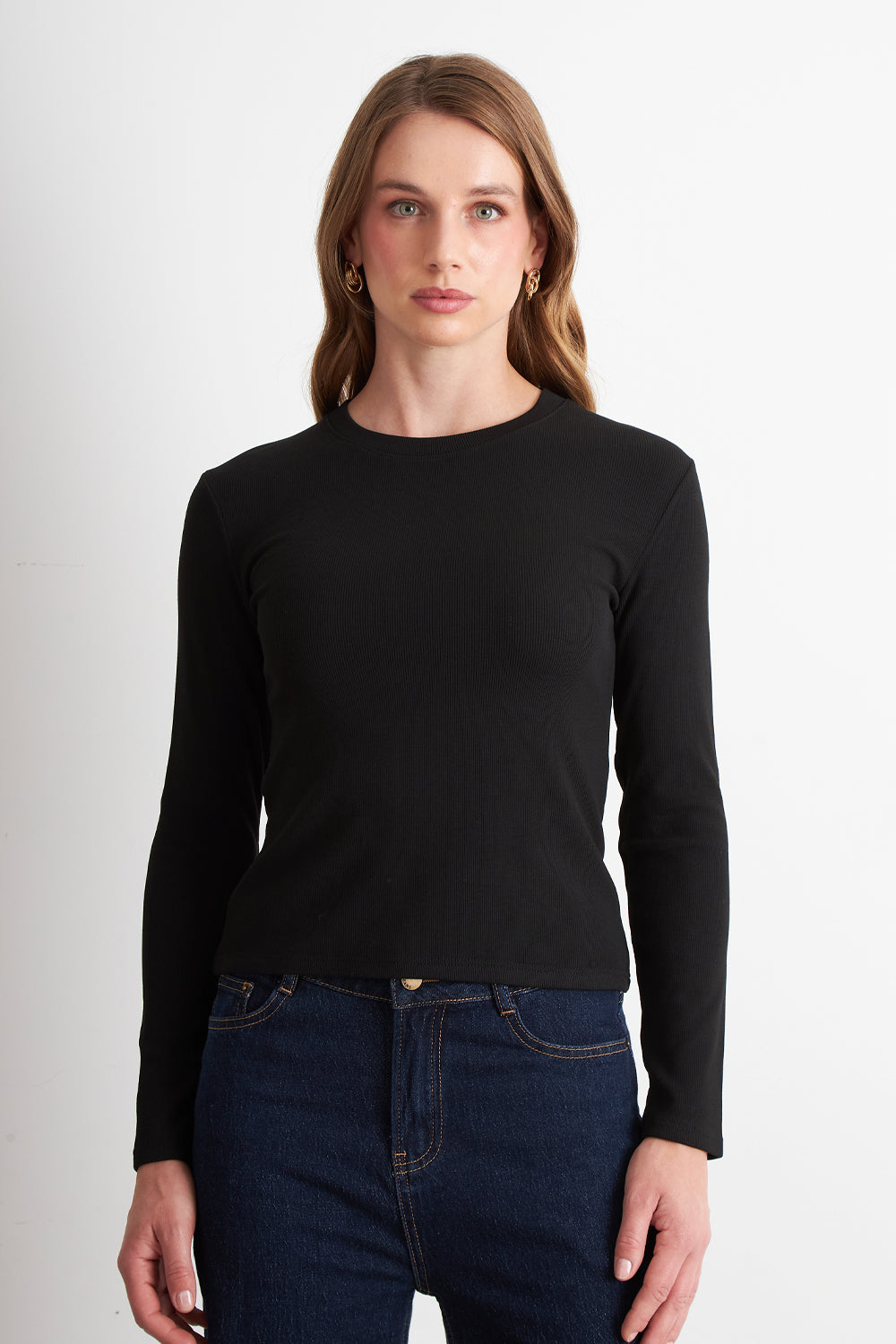 Polera Polar Manga Larga Negro