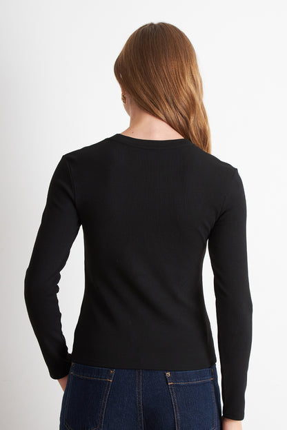 Polera Polar Manga Larga Negro