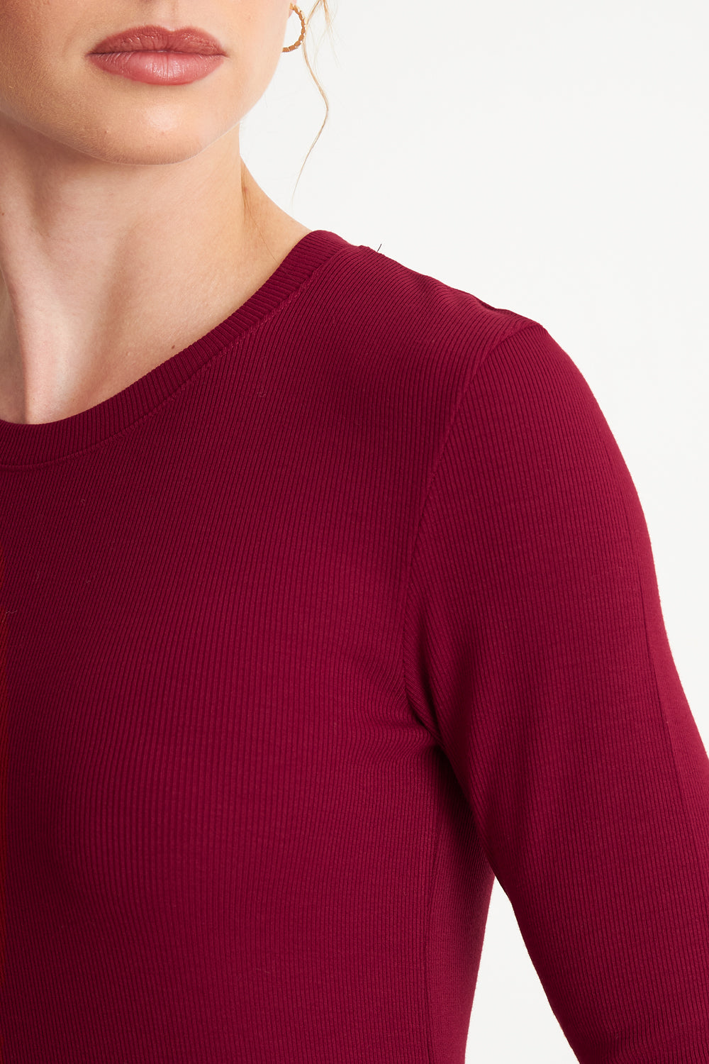 Polera Polar Manga Larga Burdeo