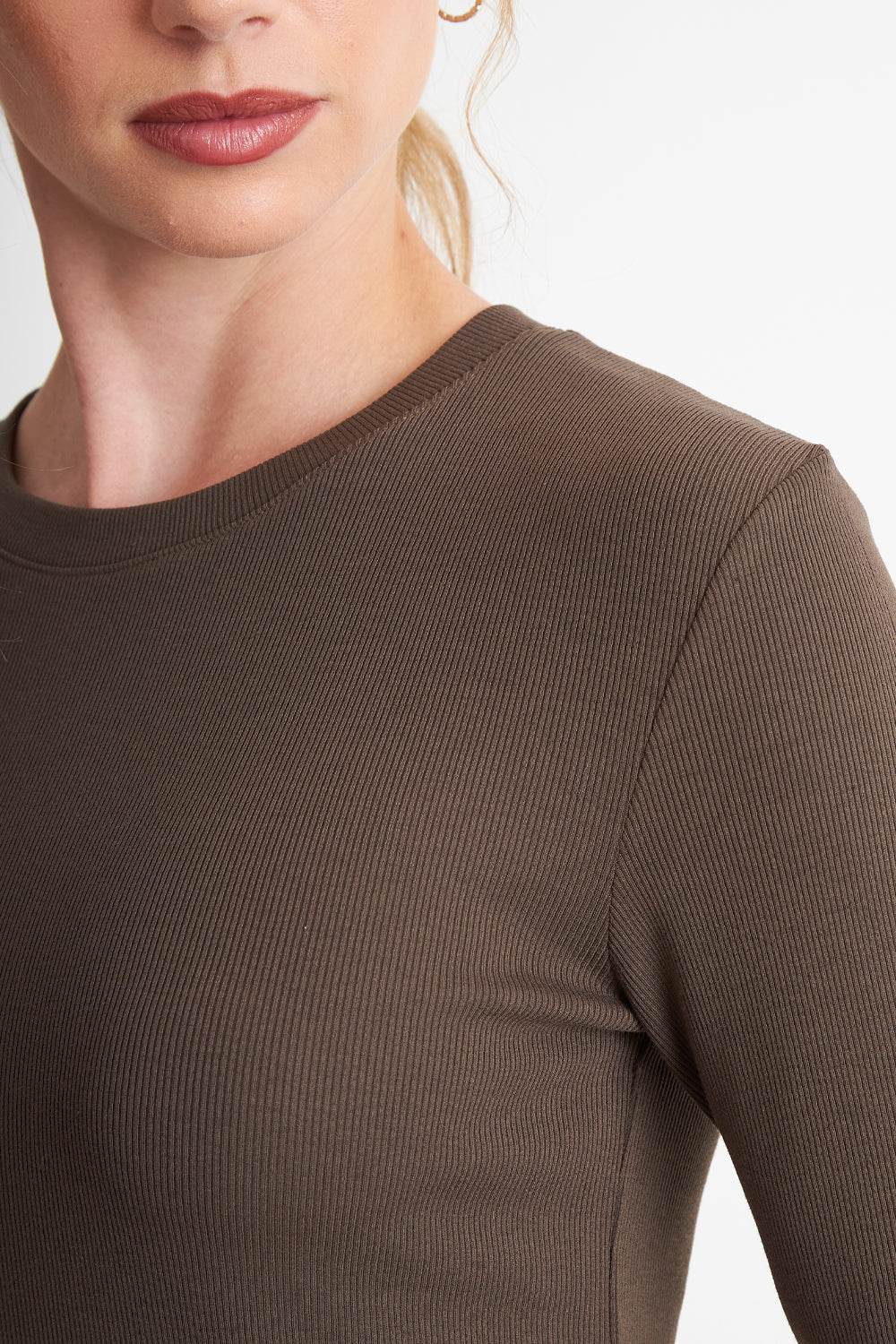 Polera Polar Manga Larga Café