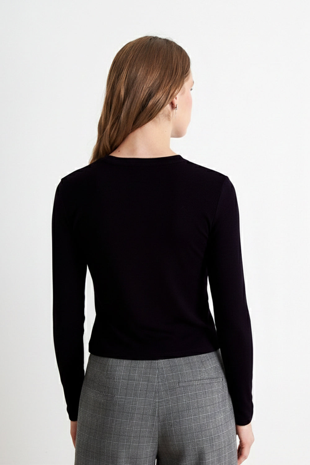 Polera Manga Larga Crop Negro