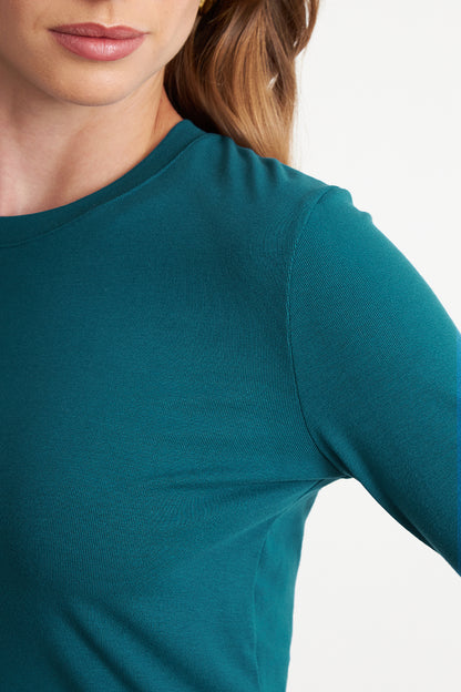 Polera Manga Larga Crop Verde Petróleo