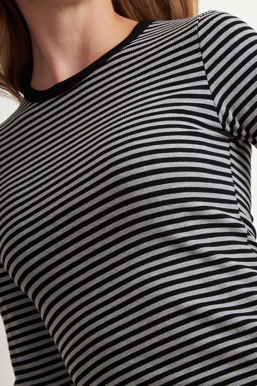 Polera Rayas Manga Larga Grafito