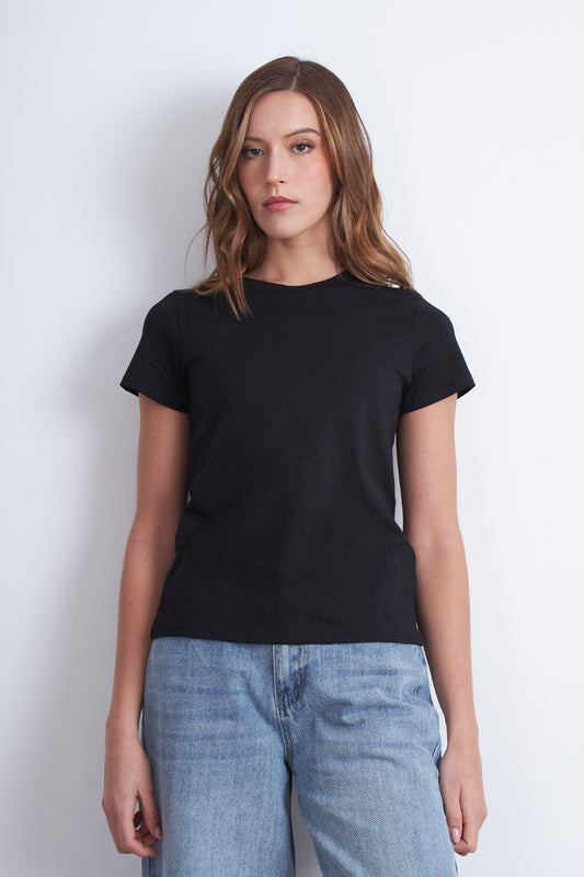 Polera Básica Cuello Redondo Negro
