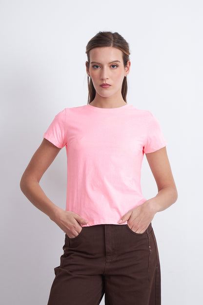 Polera Básica Cuello Redondo Rosado