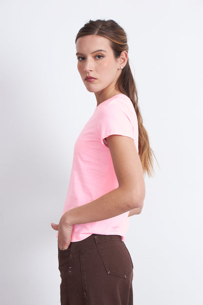 Polera Básica Cuello Redondo Rosado