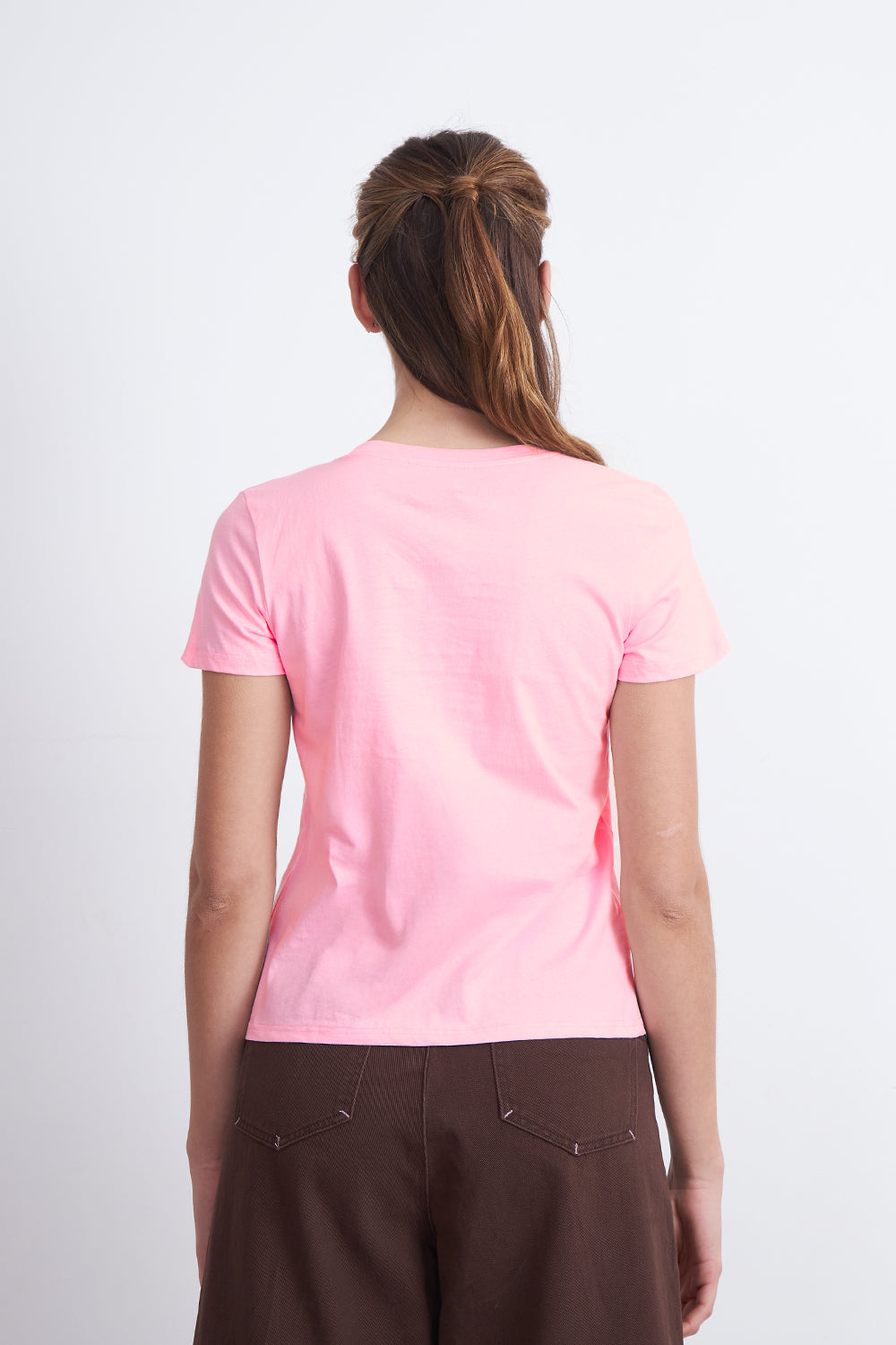 Polera Básica Cuello Redondo Rosado
