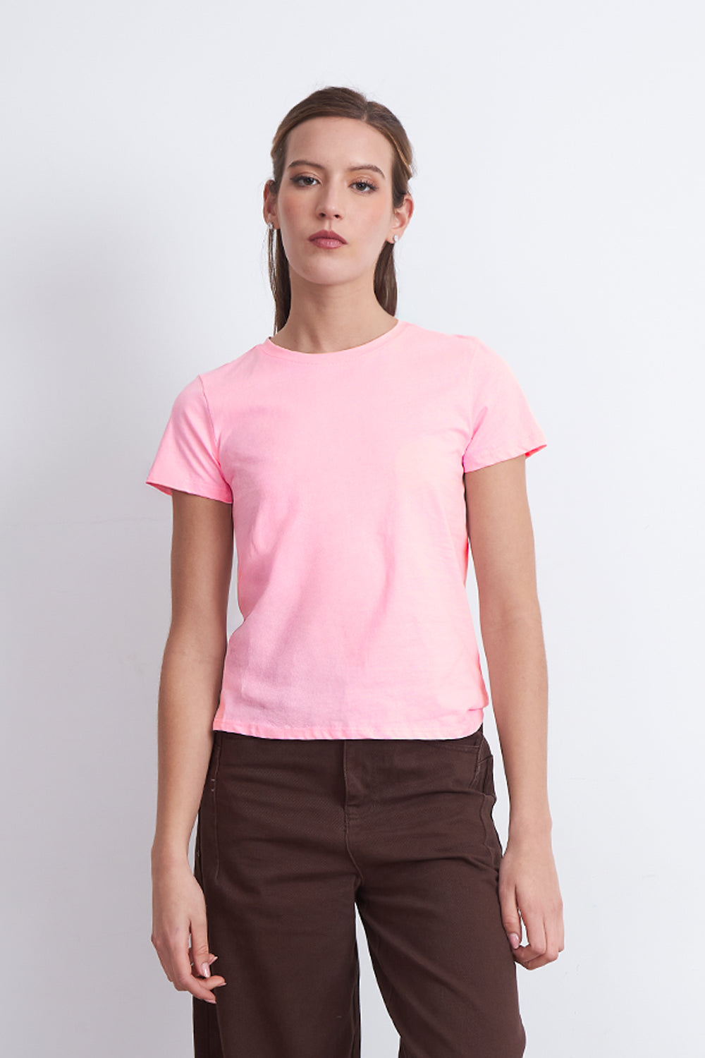 Polera Básica Cuello Redondo Rosado