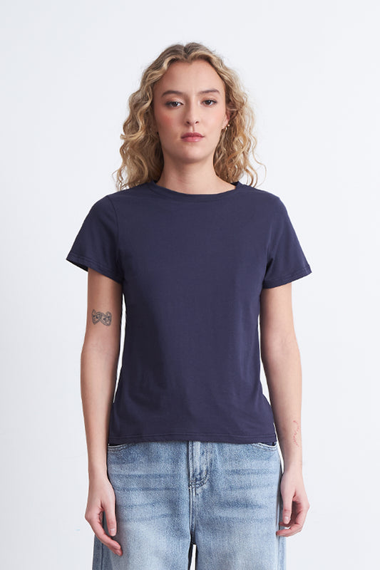 Polera Básica Cuello Redondo Azul Marino