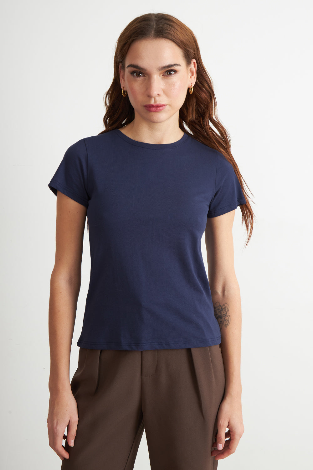 Polera Básica Cuello Redondo Azul Marino