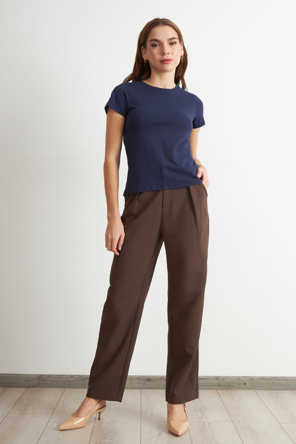 Polera Básica Cuello Redondo Azul Marino