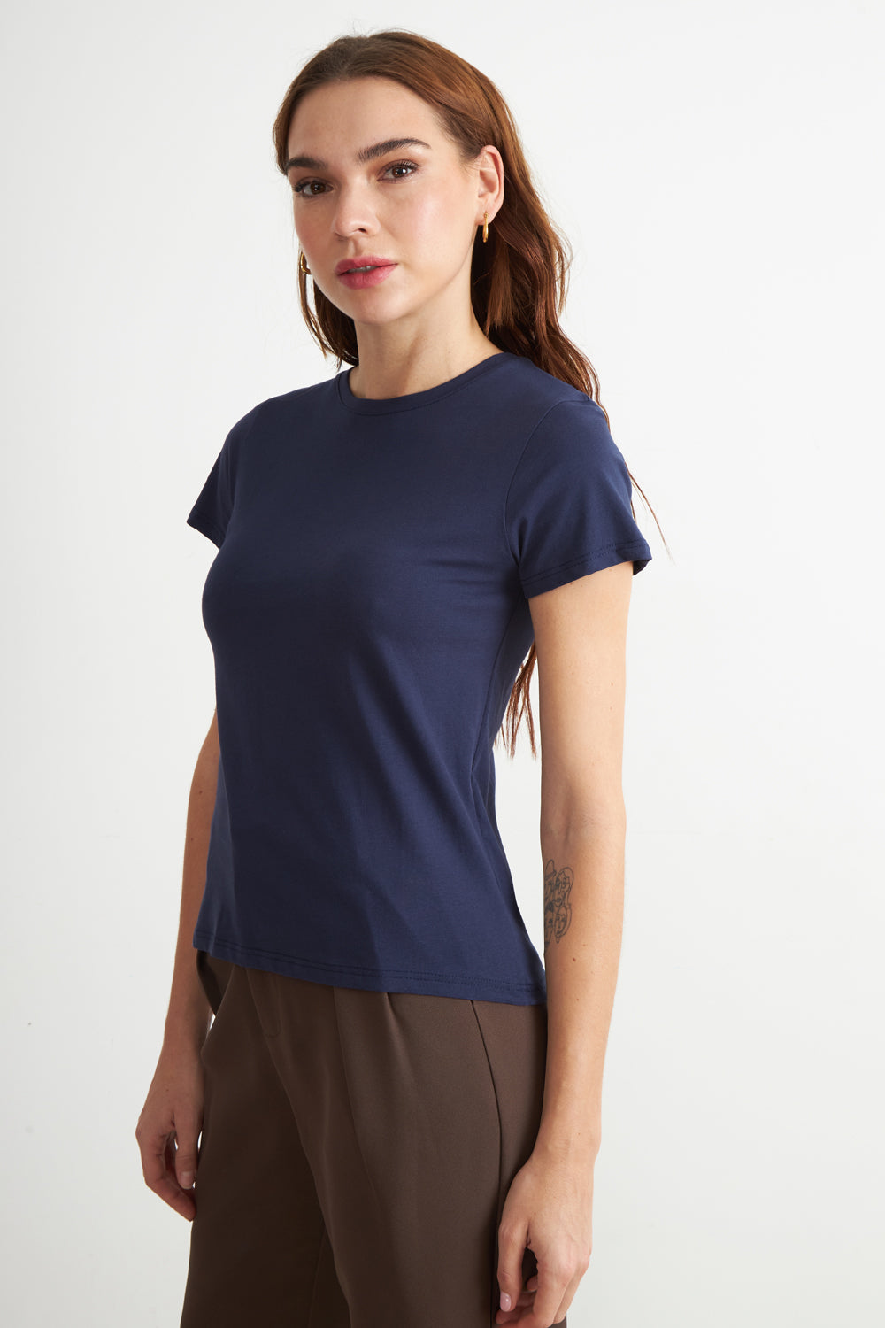 Polera Básica Cuello Redondo Azul Marino