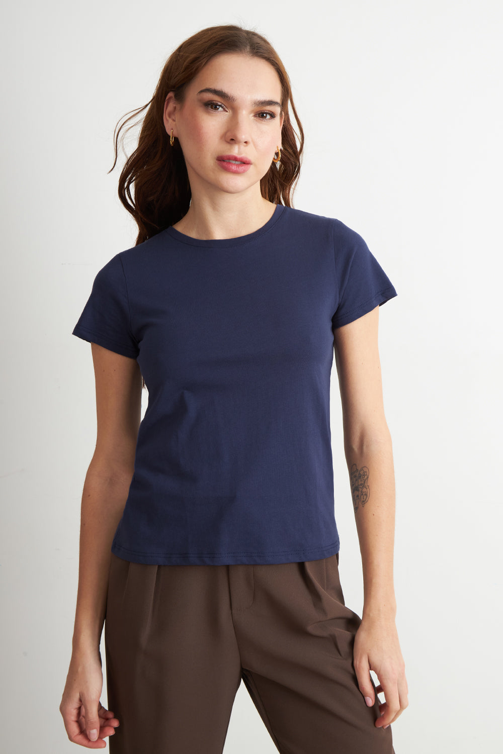 Polera Básica Cuello Redondo Azul Marino