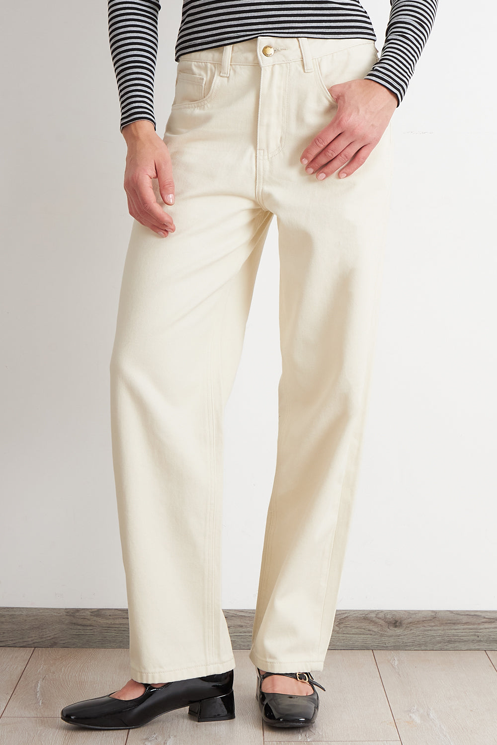 Jeans Rectos Tiro Alto Blanco