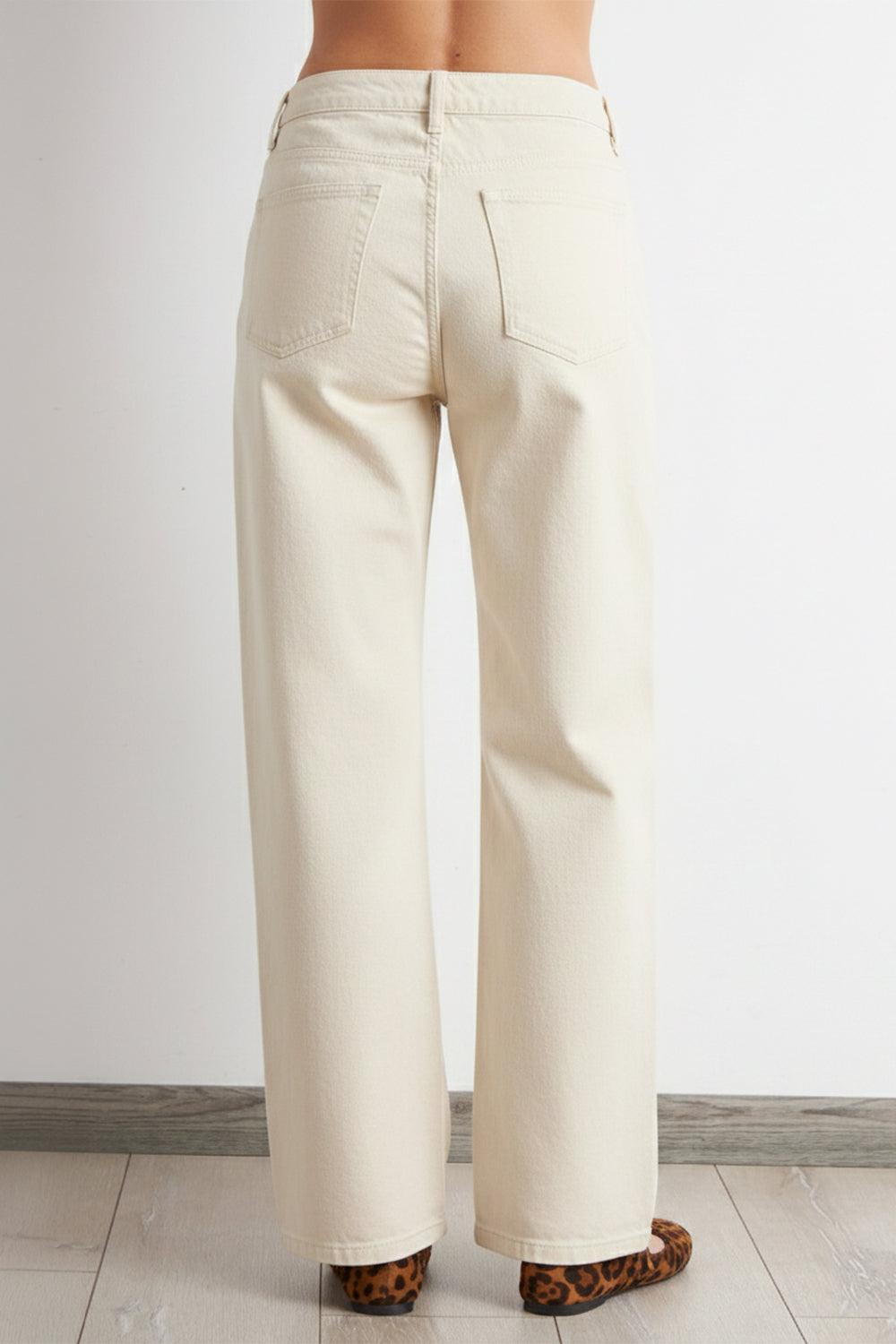 Jeans Rectos Tiro Alto Blanco