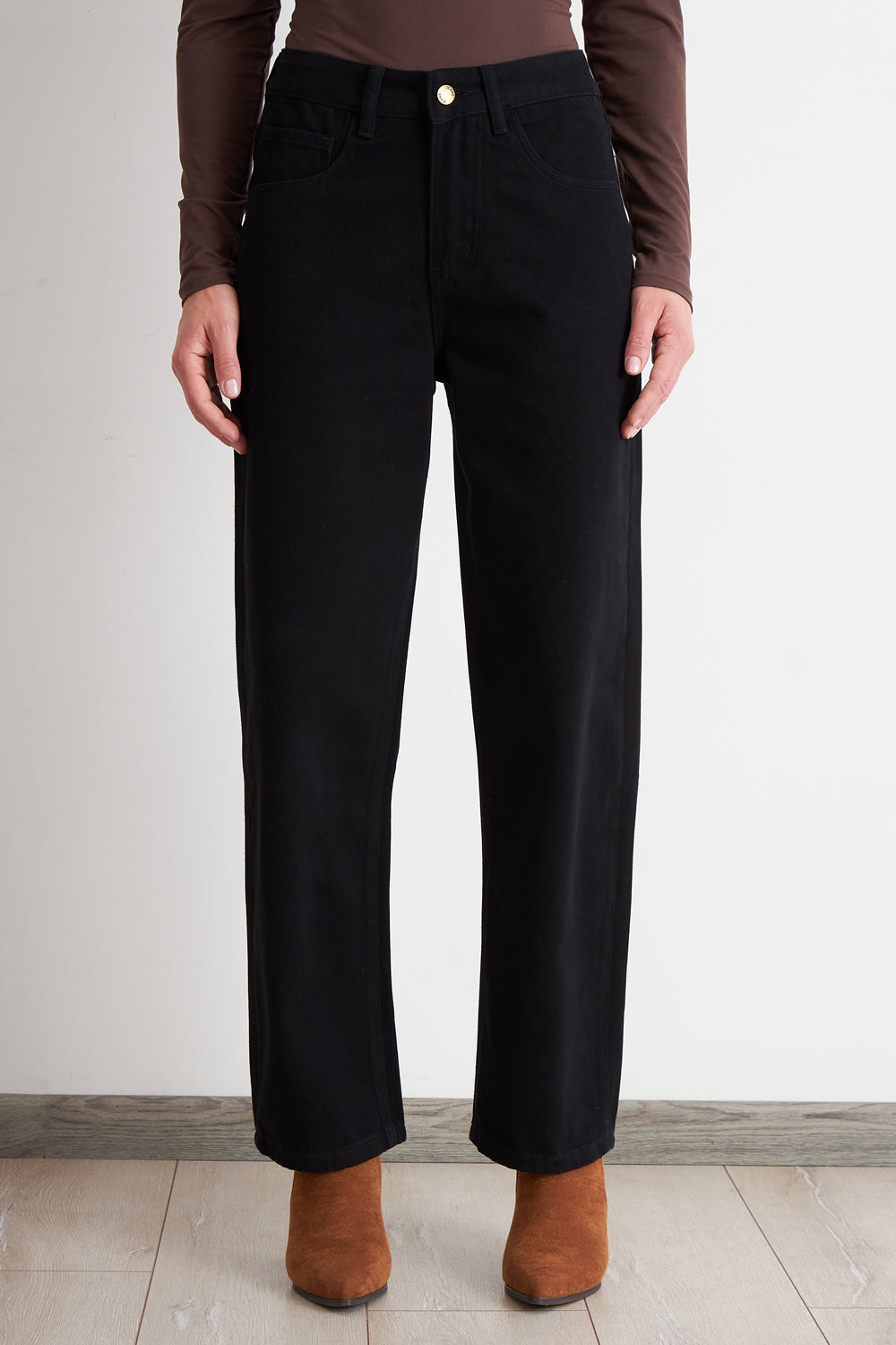 Jeans Rectos Tiro Alto Negro