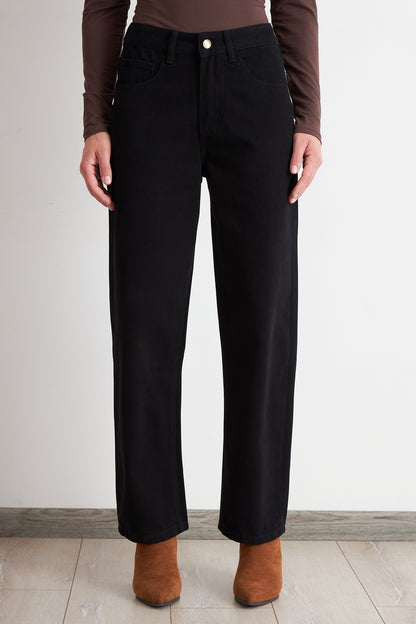 Jeans Rectos Tiro Alto Negro