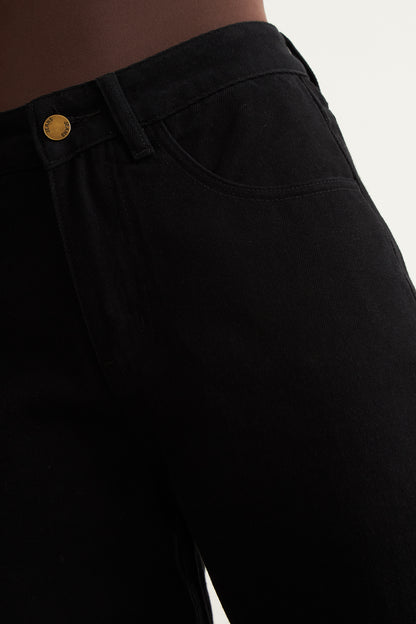 Jeans Rectos Tiro Alto Negro
