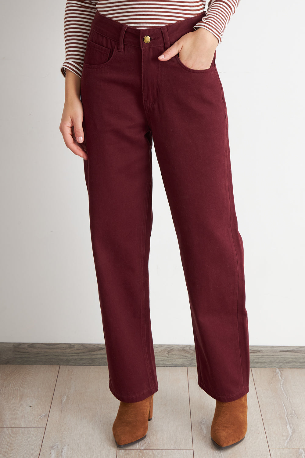 Jeans Rectos Tiro Alto Óxido