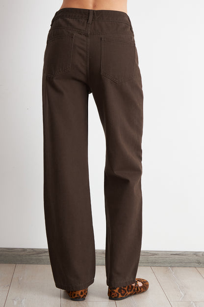 Jeans Rectos Tiro Alto Café