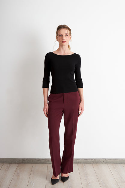 Polera Manga 3/4 Cuello Bote Negro