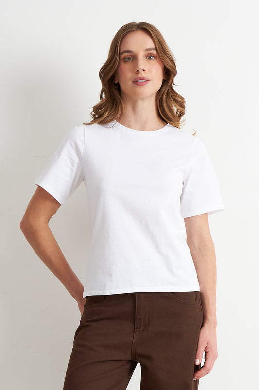 Polera Recta Manga Corta Blanco