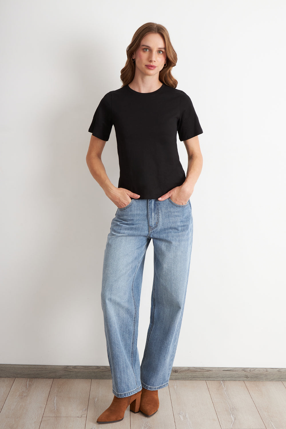 Polera Recta Manga Corta Negro