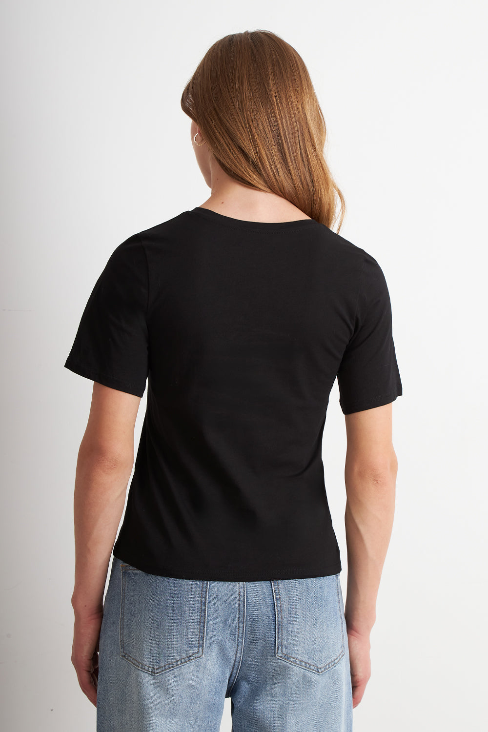 Polera Recta Manga Corta Negro