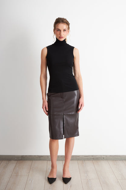 Polera Malla Cuello Alto Negro