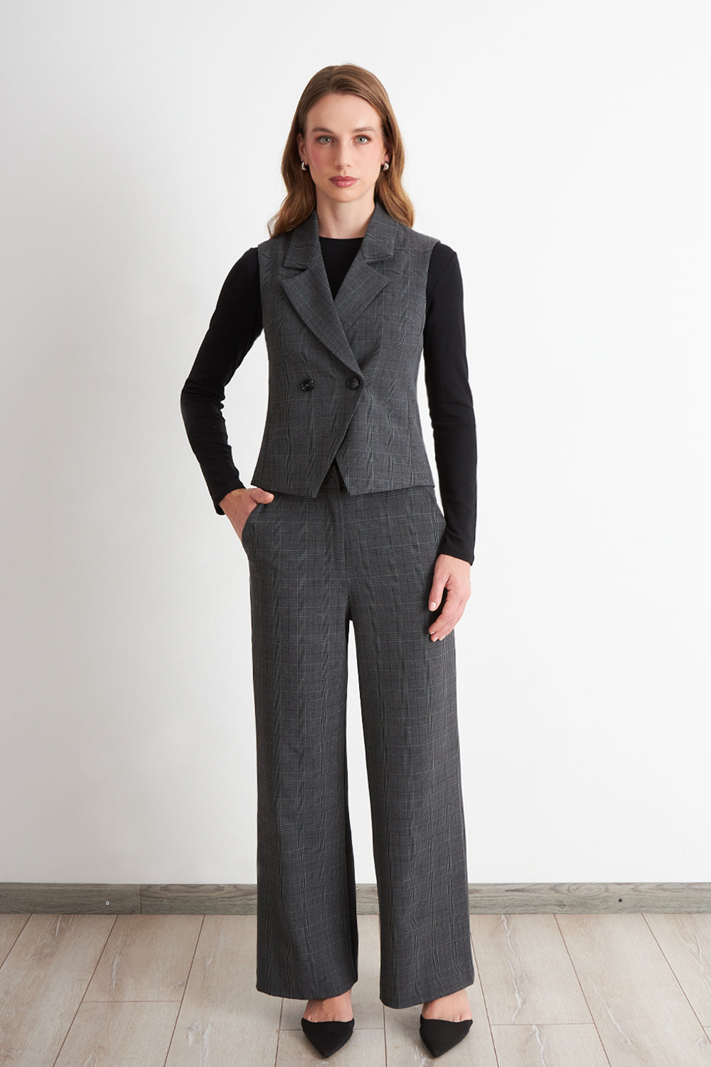 Blazer Cruzado sin Mangas Gris