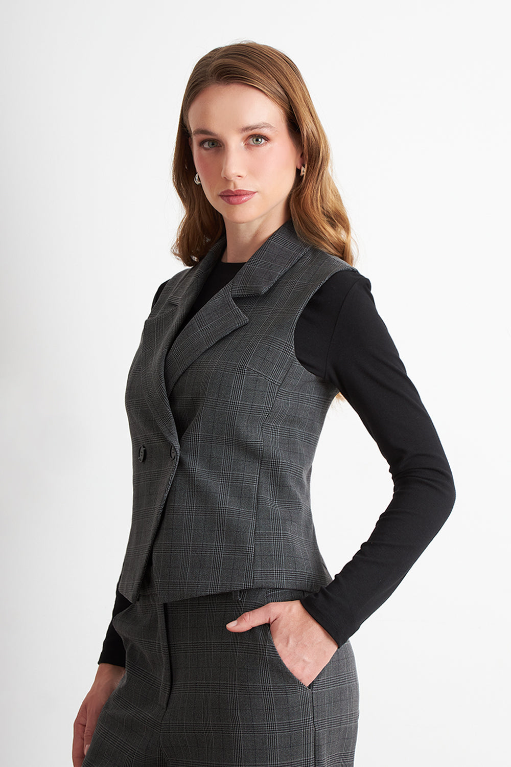 Blazer Cruzado sin Mangas Gris
