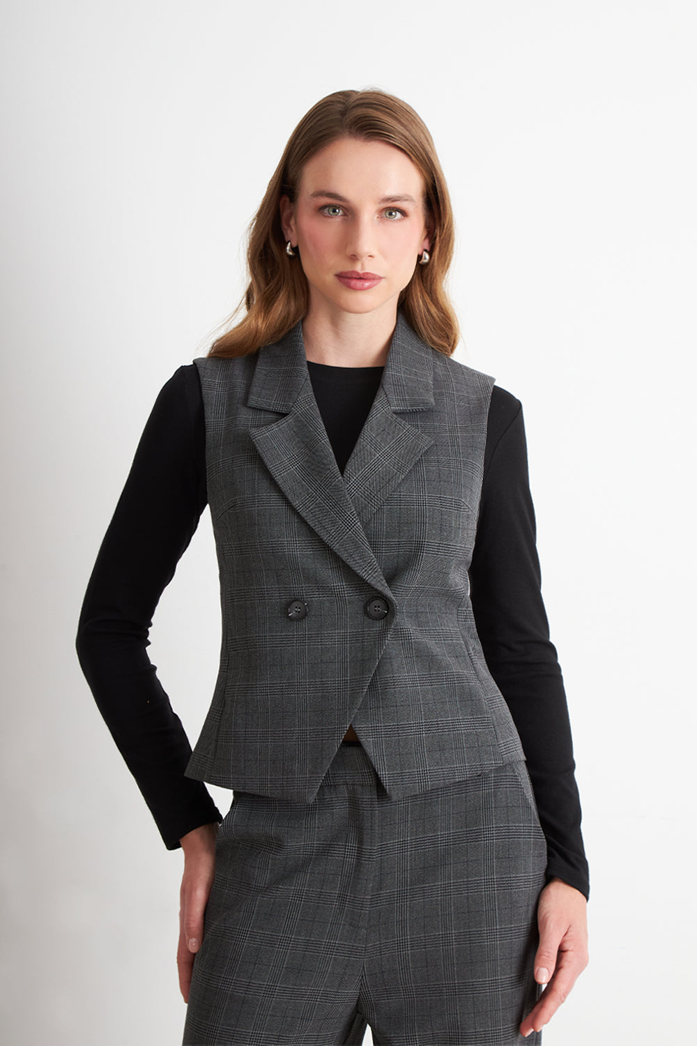 Blazer Cruzado sin Mangas Gris