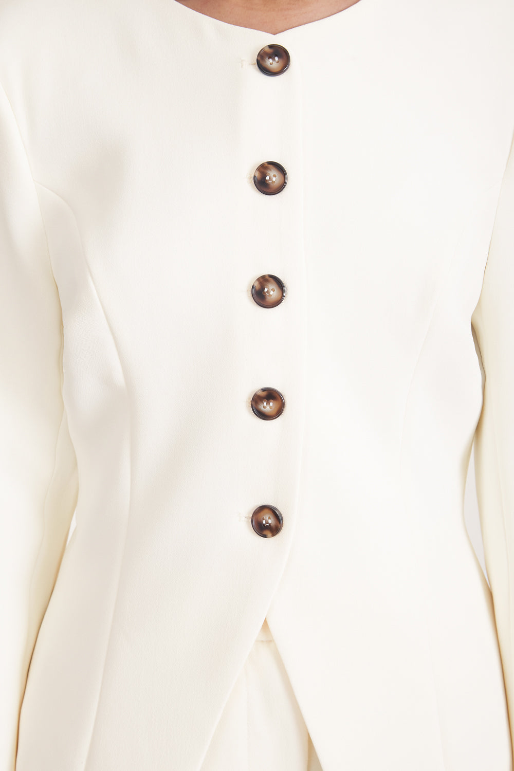 Blazer Peplum Botones Blanco
