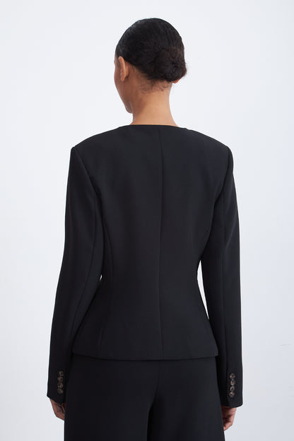 Blazer Peplum Botones Negro