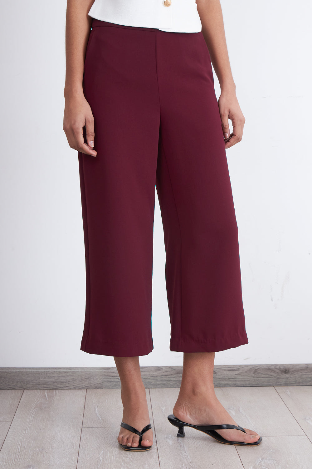 Pantalón Wide Leg Crop Burdeo