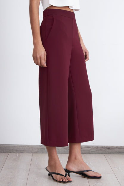 Pantalón Wide Leg Crop Burdeo
