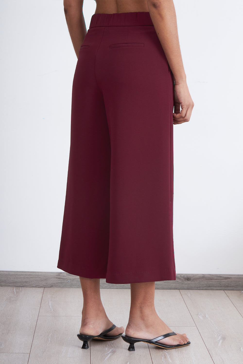 Pantalón Wide Leg Crop Burdeo