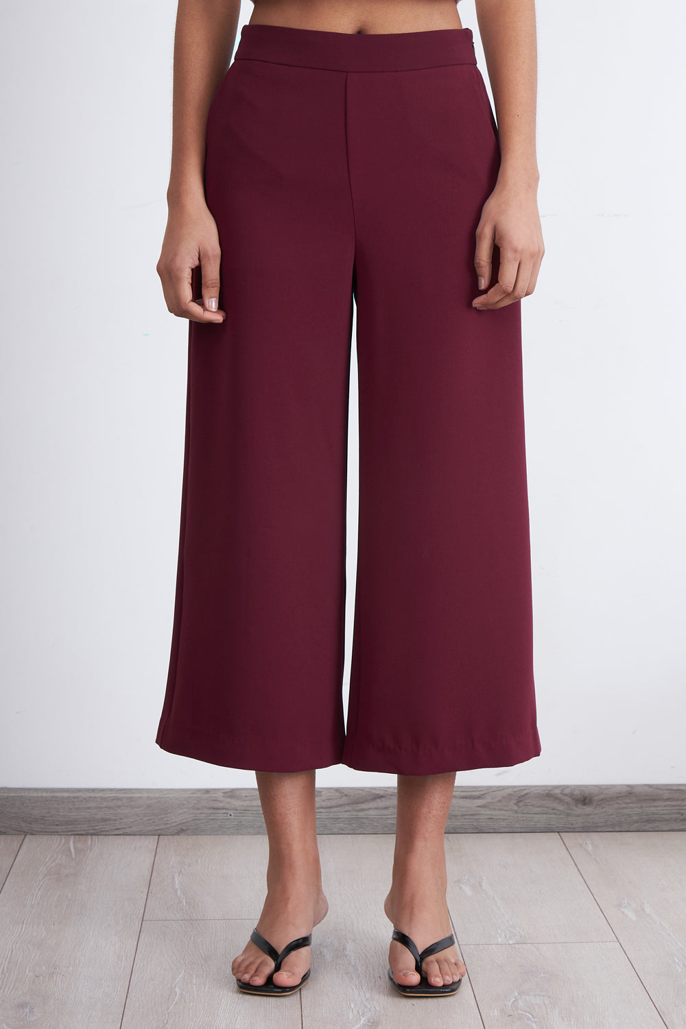 Pantalón Wide Leg Crop Burdeo