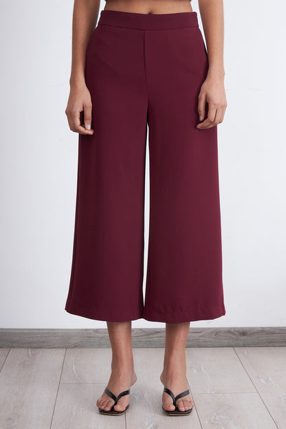 Pantalón Wide Leg Crop Burdeo