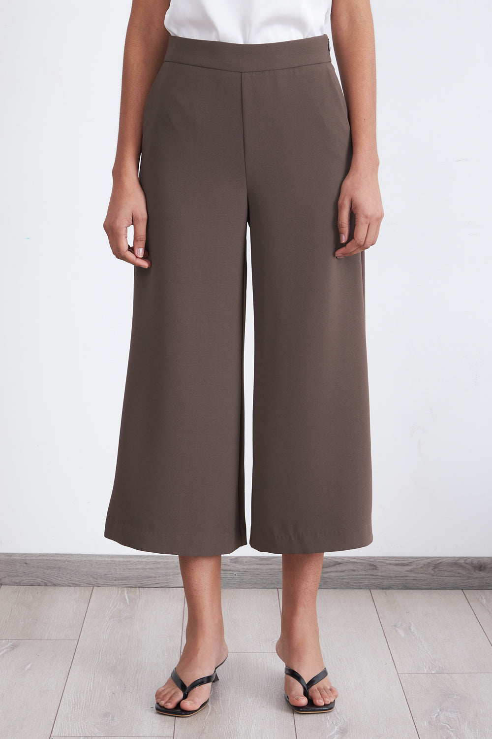 Pantalón Wide Leg Crop Café