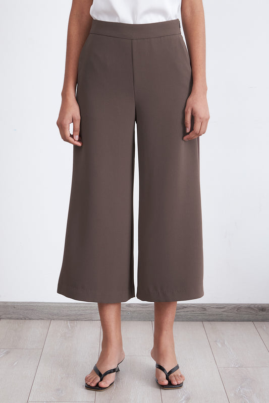 Pantalón Wide Leg Crop Café