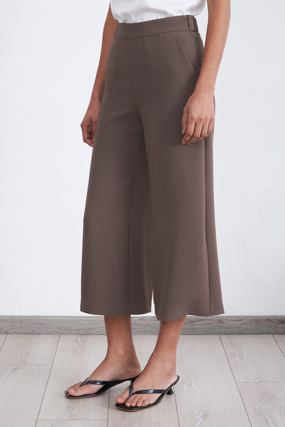 Pantalón Wide Leg Crop Café