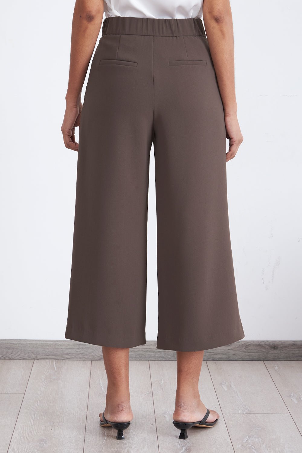 Pantalón Wide Leg Crop Café