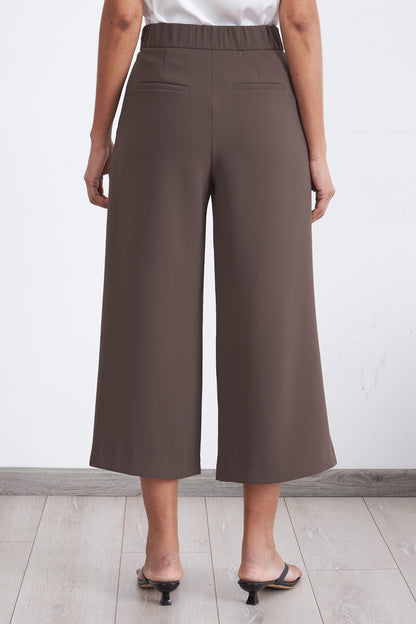 Pantalón Wide Leg Crop Café