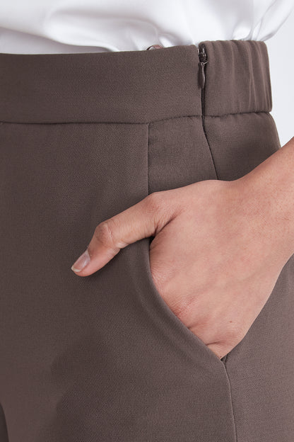 Pantalón Wide Leg Crop Café